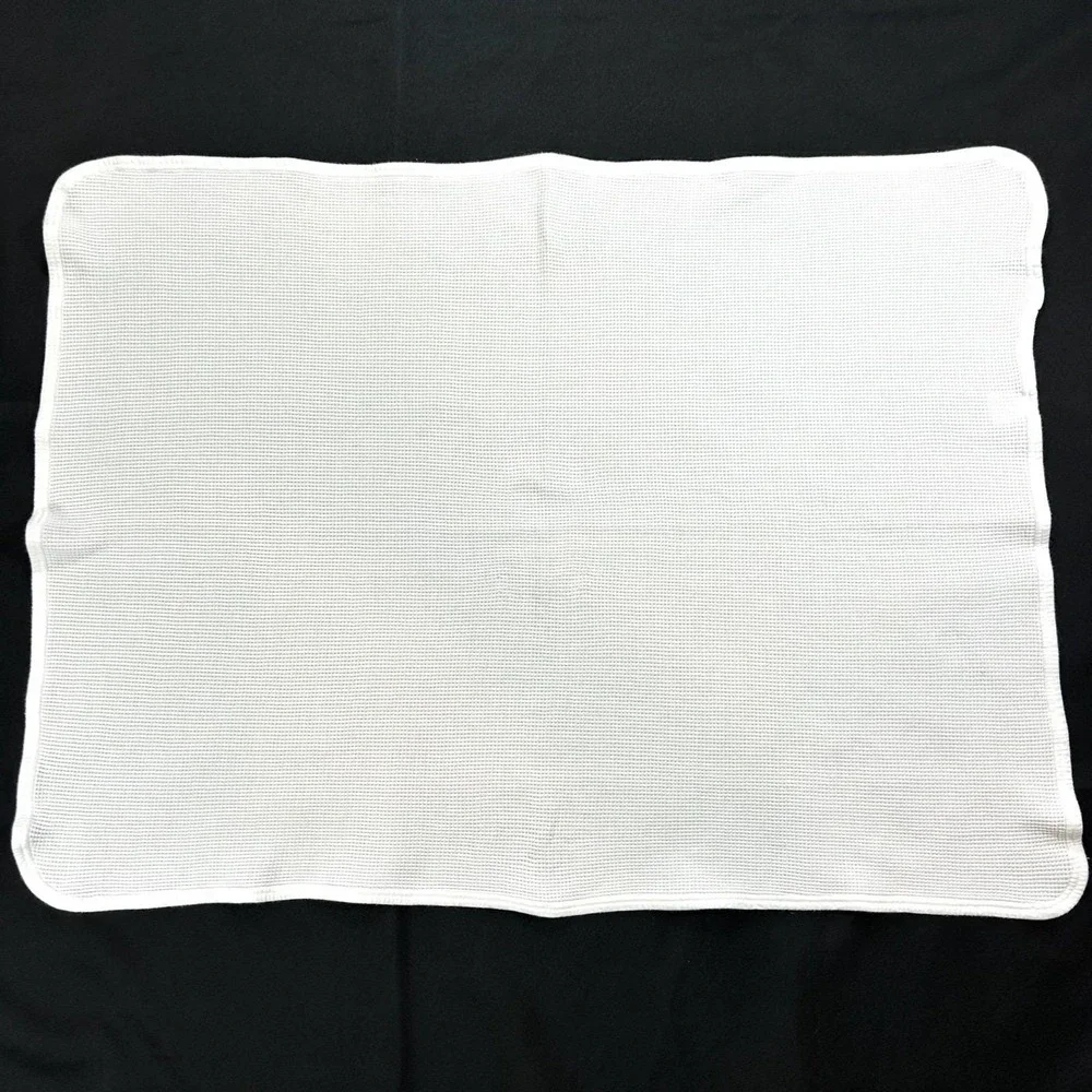 VTG Carters White Receiving Baby Blanket Waffle Weave Swaddle Cotton Lovey